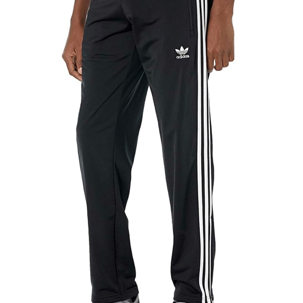 Adidas Original Black with White Stripes Track Pants in Size Small